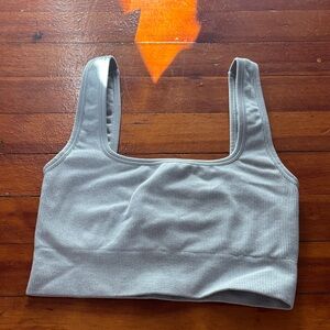 DSG Light Gray Ribbed Square-Neck Crop Tank